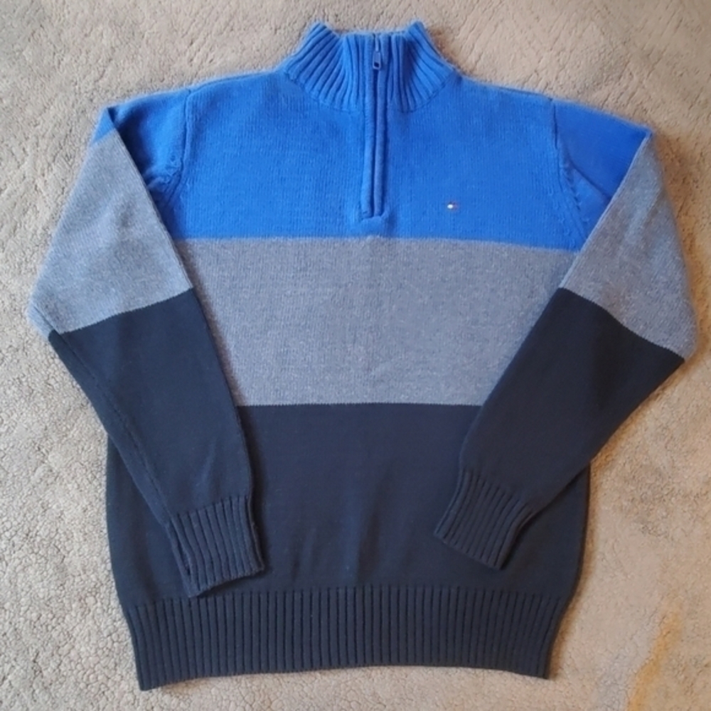 Tommy Hilfiger Kid's Colorblock Long Sleeve 1/4 Zip Sweater